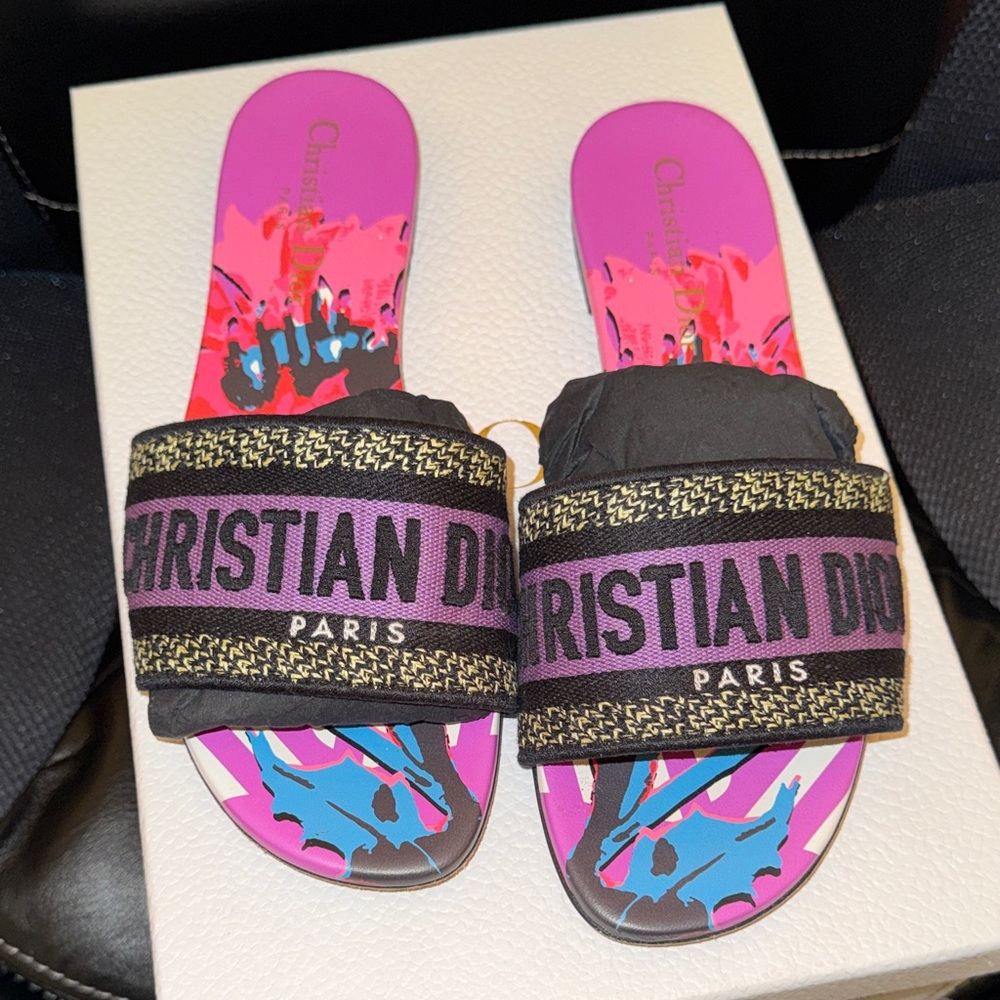 Christian Dior Flower Multicolor Dway Slides